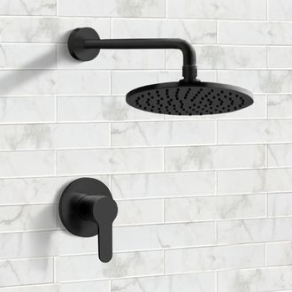 Shower Faucet Matte Black Rain Shower Faucet Set, Rain Shower Head, Shower Faucet Remer SS40